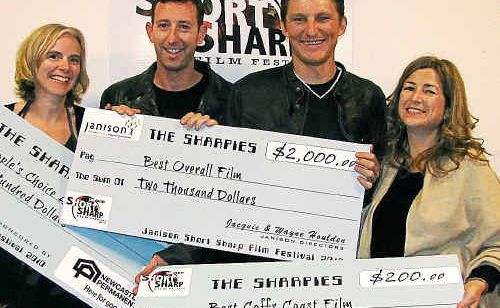 The faces behind ‘The Movie’ – Fiona and David Foulkes and Mark and Megan George went home with cheques for $2400 after delighting the judges and the audience. The faces behind ‘The Movie’ – Fiona and David Foulkes and Mark and Megan George went home with cheques for $2400 after delighting the judges and the audience.